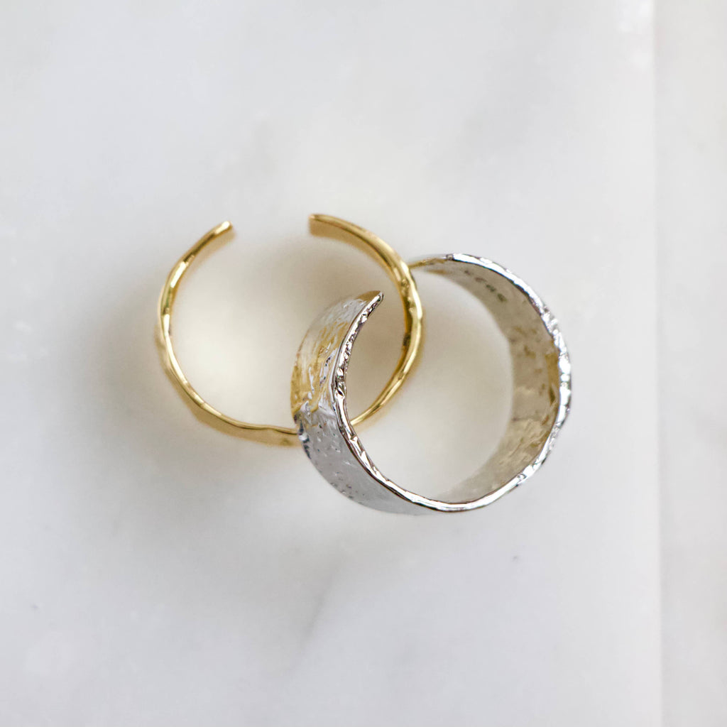 Hammered Cuff Adjustable Ring