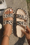 Leopard Double Buckle Slippers