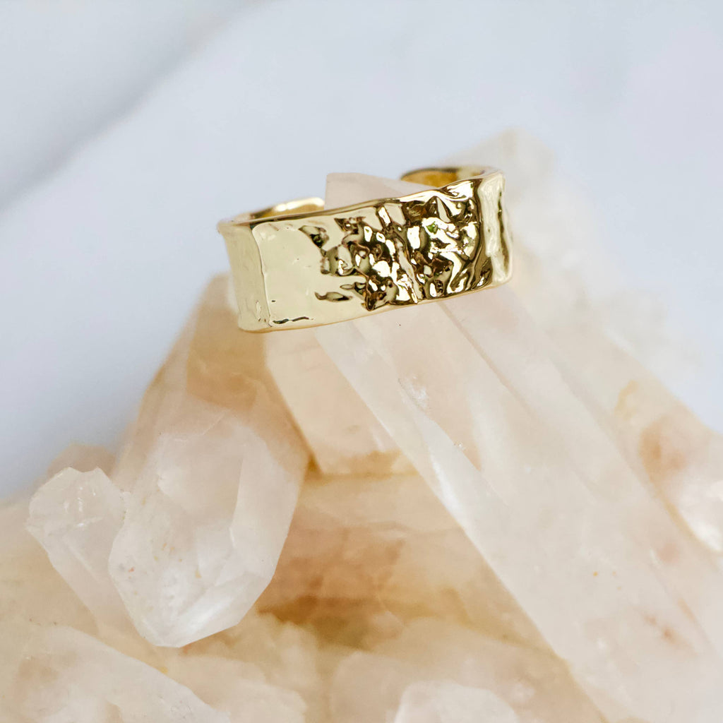 Hammered Cuff Adjustable Ring