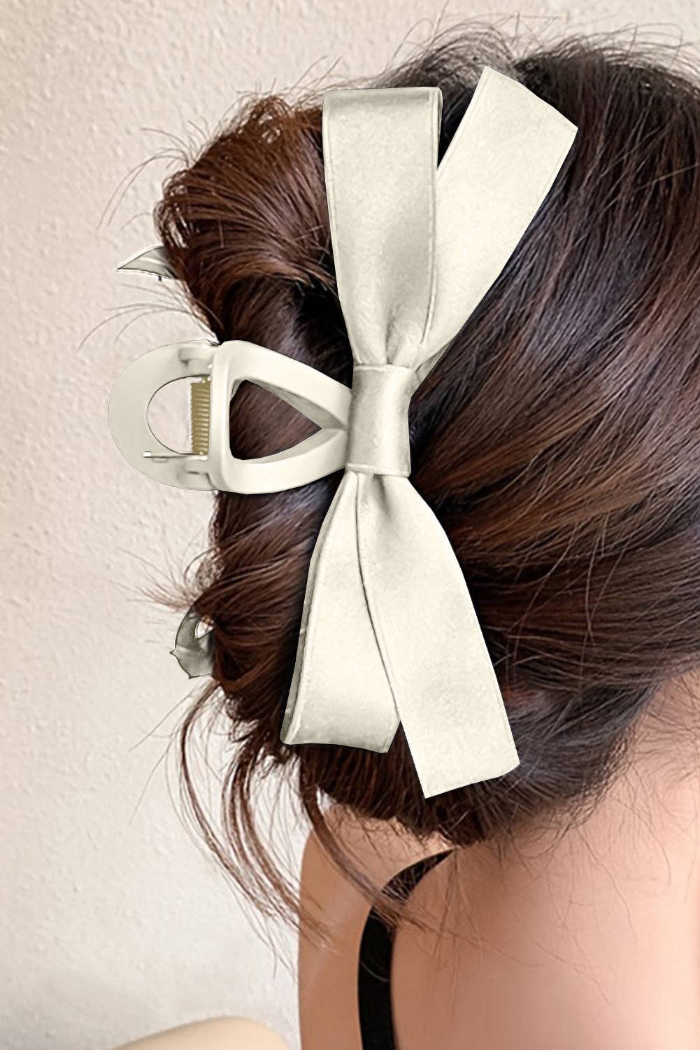 Elegant Satin Bow Large Hair Claw Clip