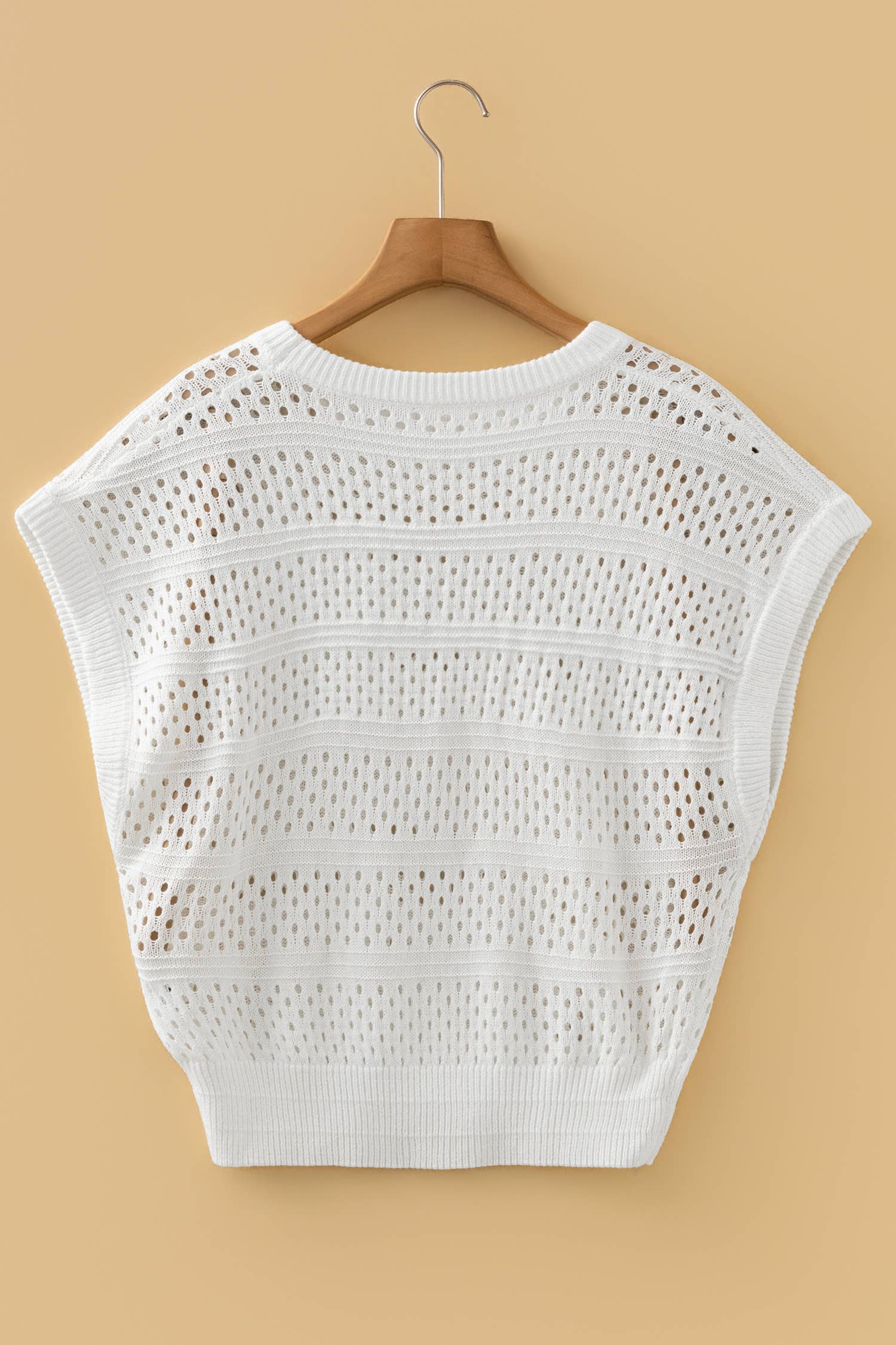 Hollow Out Knit Round Neck Dolman Sweater