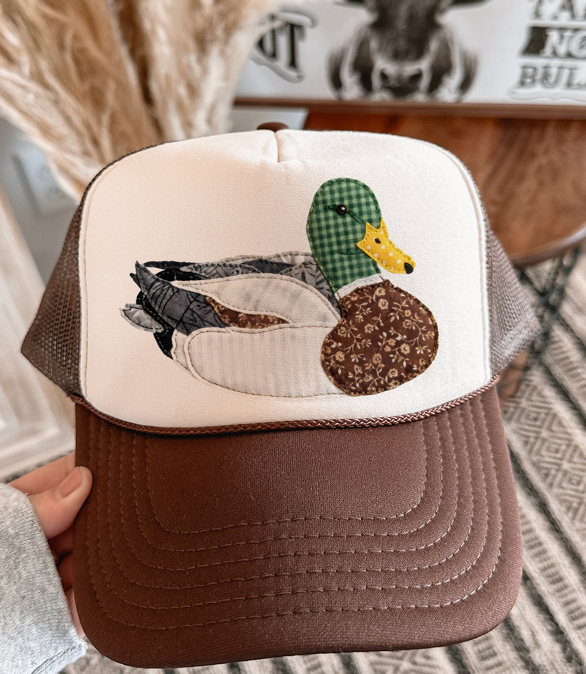 Grannys Faux Patchwork Mallard Trucker