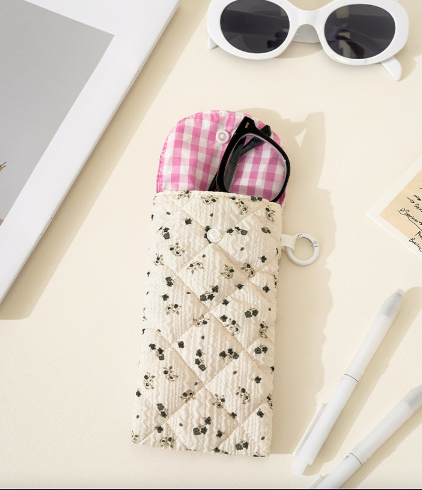 Patterned Quilted Eyeglass Protective Case