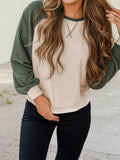 Waffle Color Block Sleeve Top