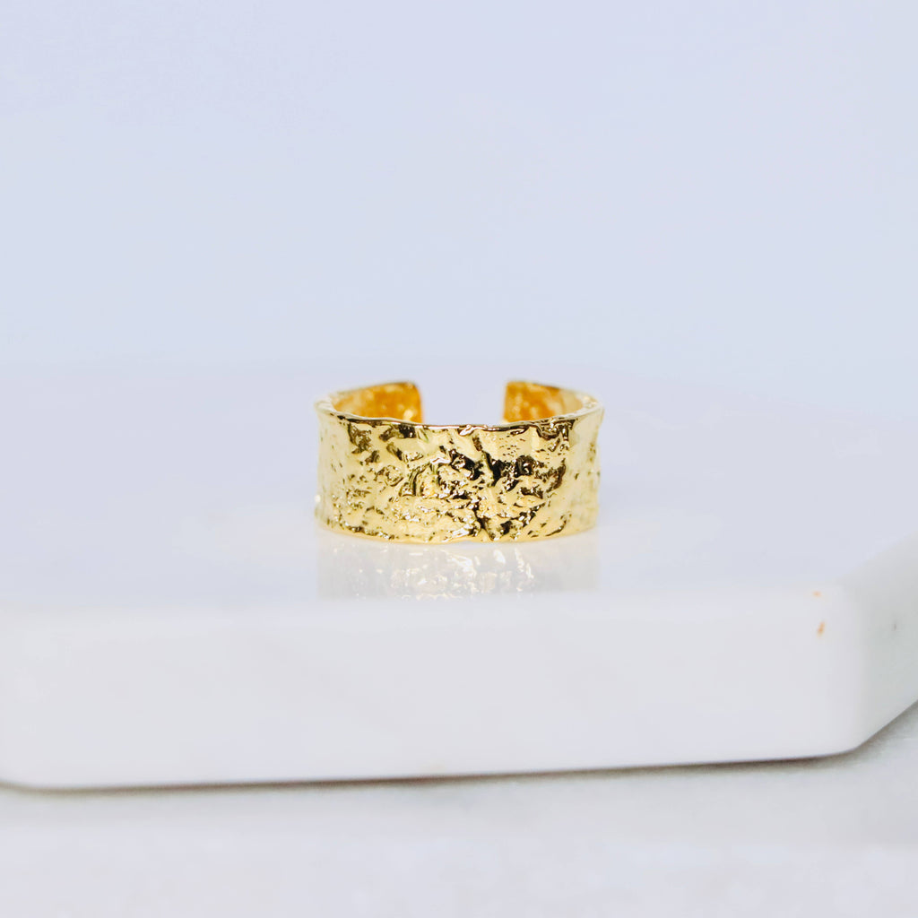 Hammered Cuff Adjustable Ring