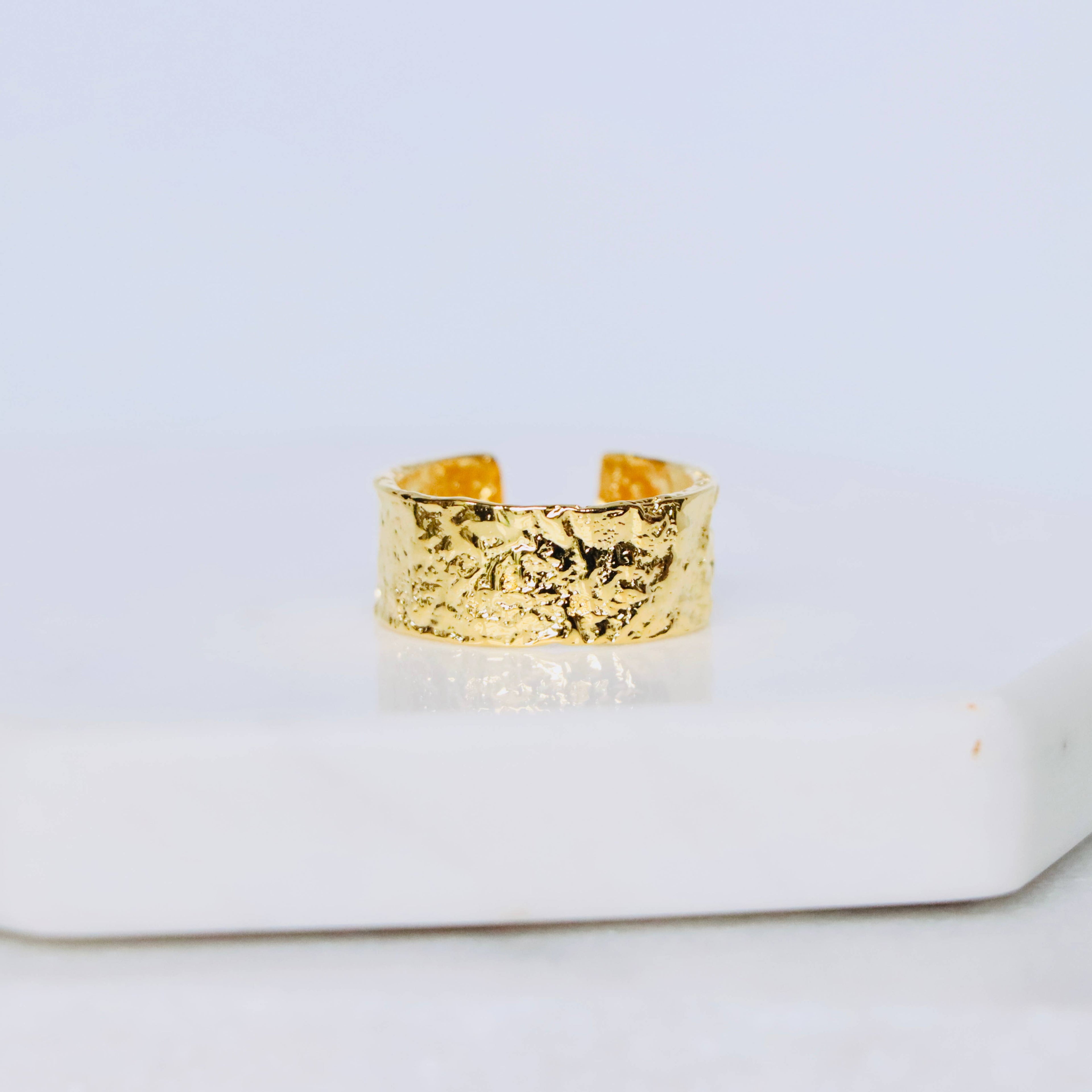Hammered Cuff Adjustable Ring