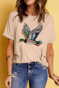 Mallard in Flight Print Crew Neck T Shirt