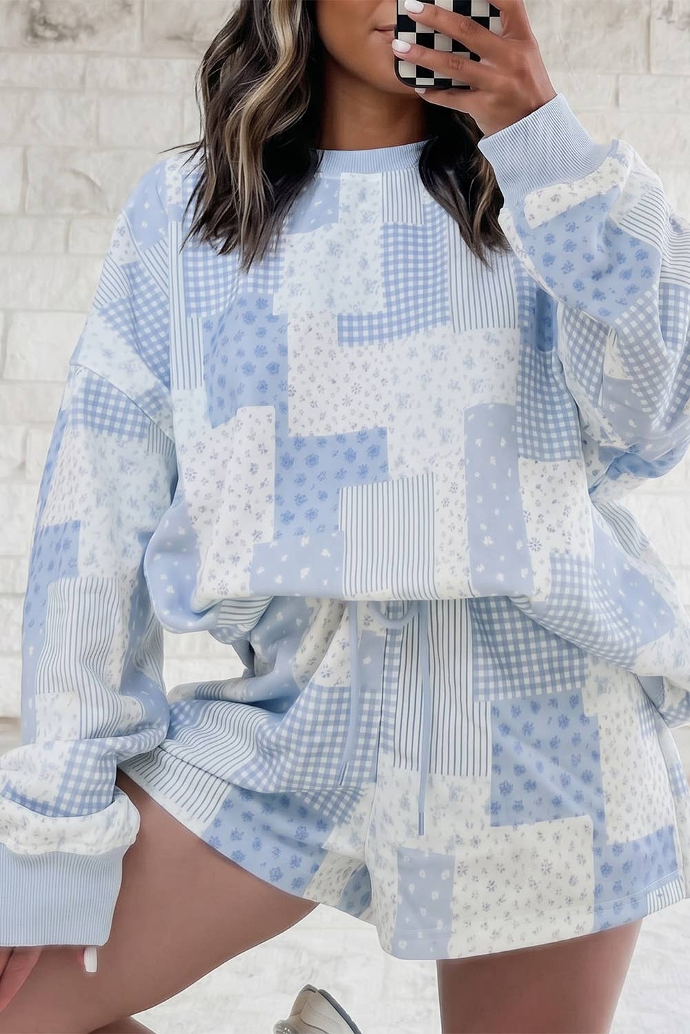 Patchwork Floral Shorts Two Piece Set