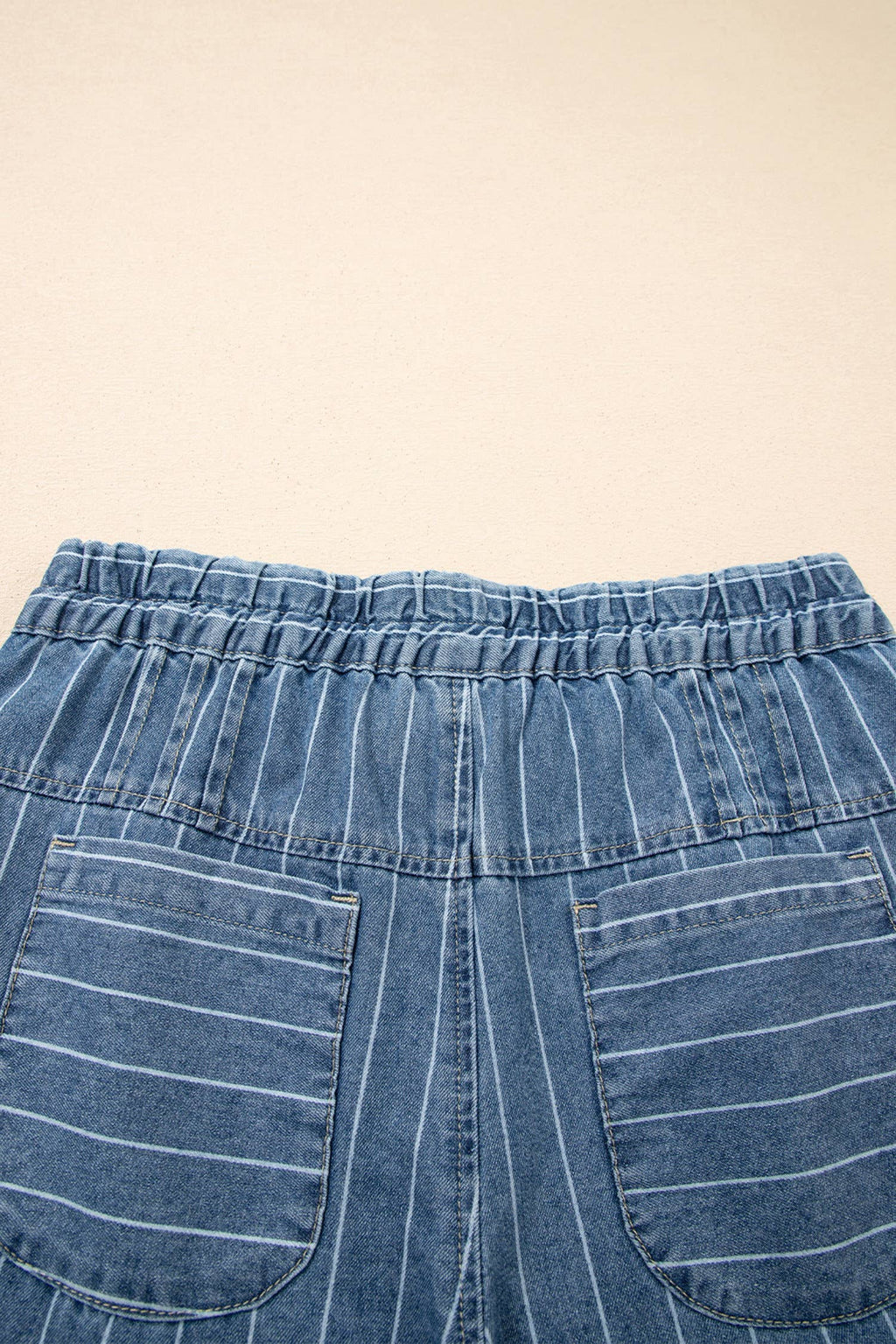 Button, Drawstring Waist Wide Leg Jeans