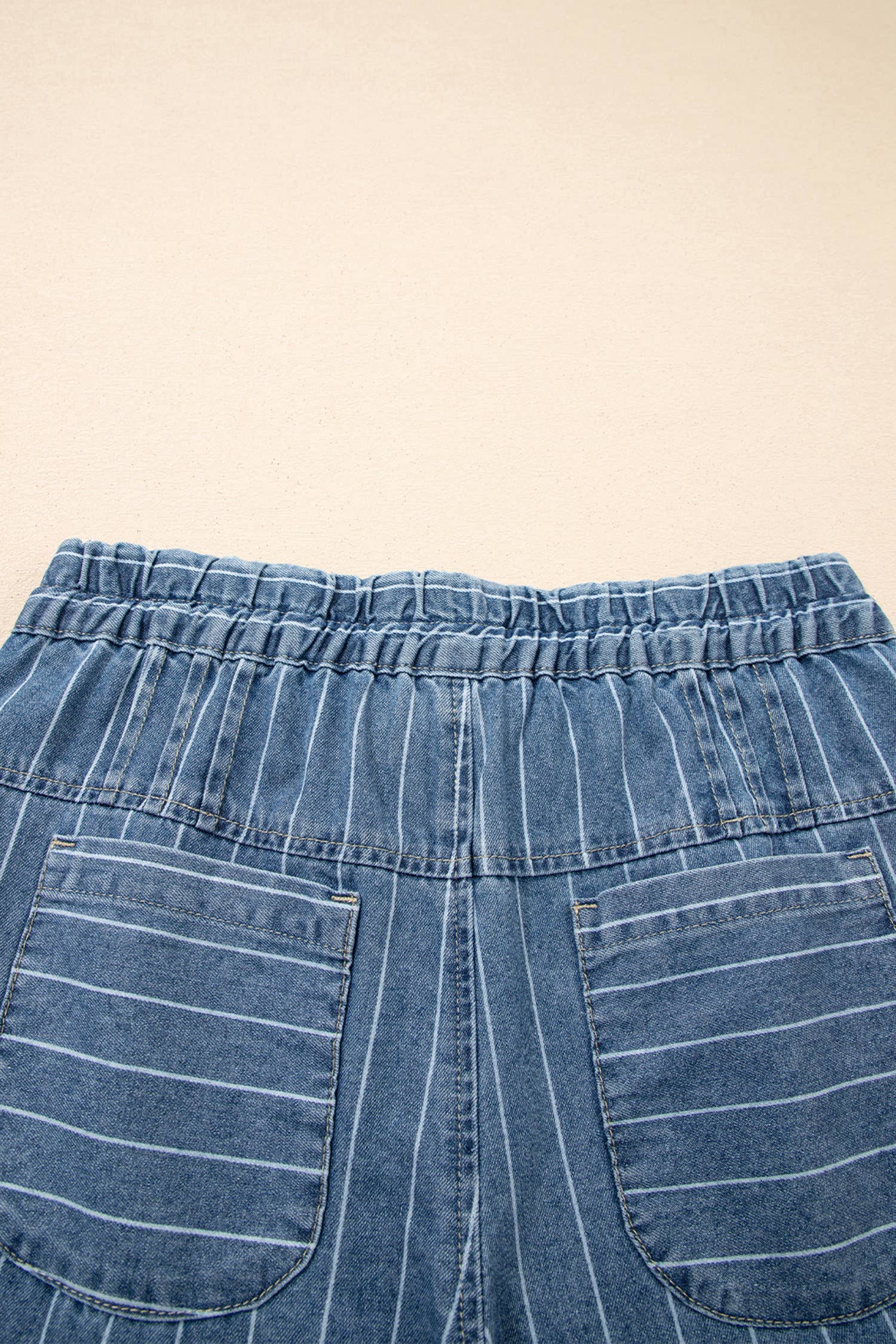 Button, Drawstring Waist Wide Leg Jeans